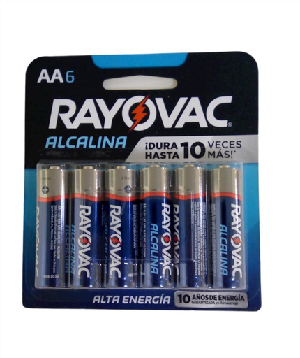 [012800489640] BATERIAS ALCALINAS RAYOVAC AA 6 UNIDADES