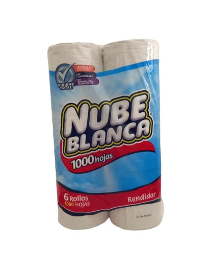 [766324303707] PAPEL NUBE BLANCA 6 ROL 1000 H