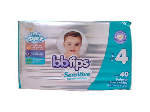 [013117000702] PAÑAL BBTIPS SENSITIVE T4 40UN