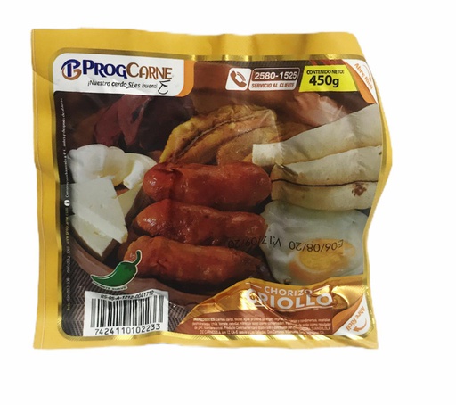 [7424110102233] CHORIZO CRIOLLO PROGCARNE 450G